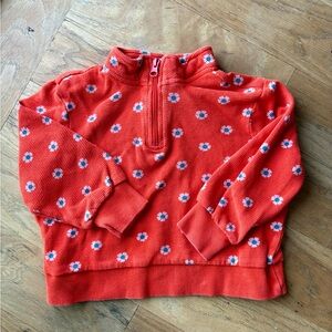 Hanna Andersson Orange Floral Half-Zip Sweater
